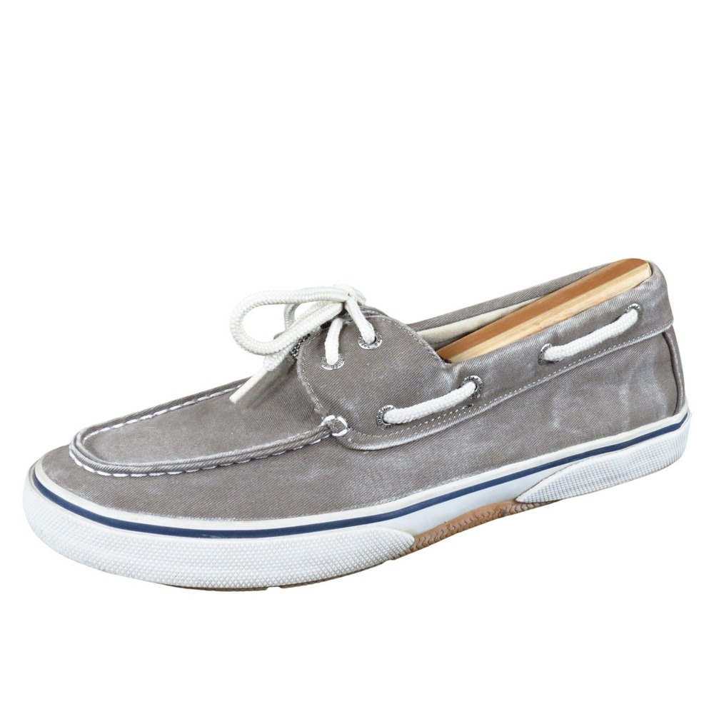 Sperry Halyard 2-Eye Men Casual Boat Shoe Size 11‎ Grey Fabric 0777867